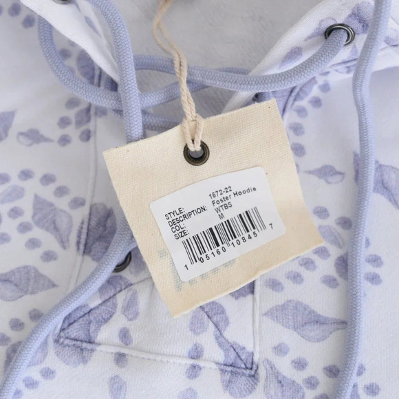 SER.O.YA Foster Hoodie Pullover Sweater White & Purple Floral  M NWT - Picture 13 of 14